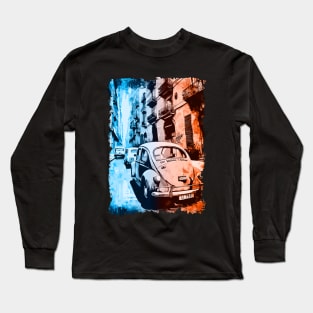 Barcelona Spain Vintage Streets Postcard Art Style Around The World Cataluña España Long Sleeve T-Shirt